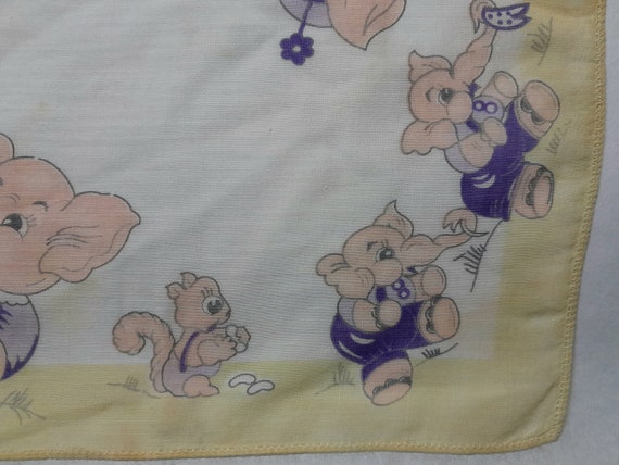 Children's Hankie, Likely 1940s, with Elephants F… - image 4