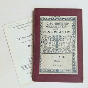 1899 Noter, Bach Mässa i h-moll, G Schirmer Inbunden bok + Program från The Mosque Theater Newark NJ, scrolla ner för fullständig information