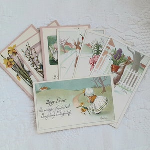 Cartoline pasquali di 4 Twelvetrees, in rilievo e altre 3 con coniglietti, tulipani e gigli, cartoline vintage - Scorri verso il basso per tutti i dettagli