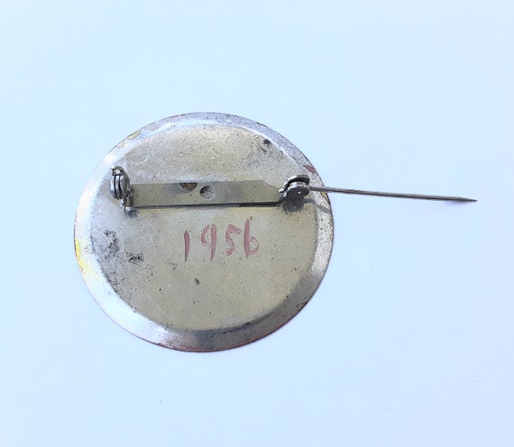 1950s Brooch Miniature Dish Mini Plate Pin  Flora… - image 2