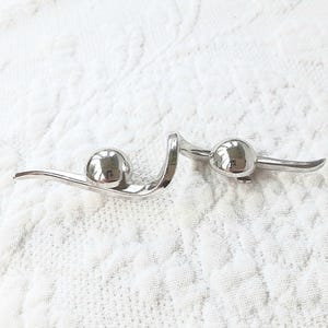 Monet Brooch 1980s,  Signed,  Silver Tone,  3 1/2&quot; Wide Geometric with Mid Century Modernist Look -scroll down for full description
