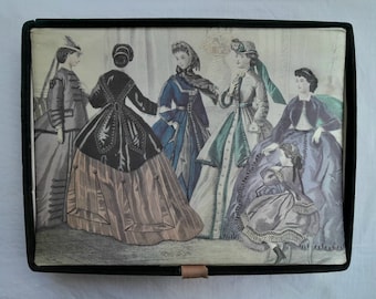 Godey's dames vintage lingeriehandschoenen of sieradenopbergdoos van Hanes - scroll naar beneden voor een volledige beschrijving