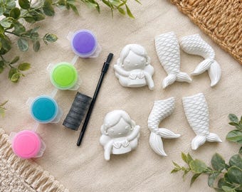 DIY Sea Mermaid Plaster Magnet Painting Kit: Kids Crafts, Party Favors