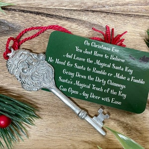 Woanger Santa's Key with Card Santa Key for No Chimney Houses Key Hanging  Ornament for Christmas Tree Keys with Santa Face for Kids Xmas Holiday