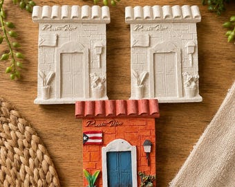 ¡Pinta tu propia casa! Recuerdo de puerta inspirado en el Viejo San Juan de Puerto Rico. Recuerdos de Puerto Rico sin pintar.