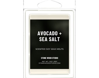 Avocado Sea Salt Soy Wax Melts, Clean Burning Wax Melts, Aromatherapy Gift, Home Decor, Ocean Air, Beachy Themed, Spa Gift, Girlfriend Gift