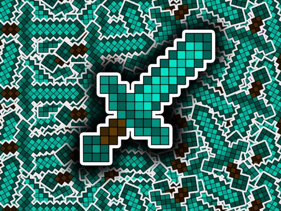 Minecraft Diamond Sword Sticker Etsy