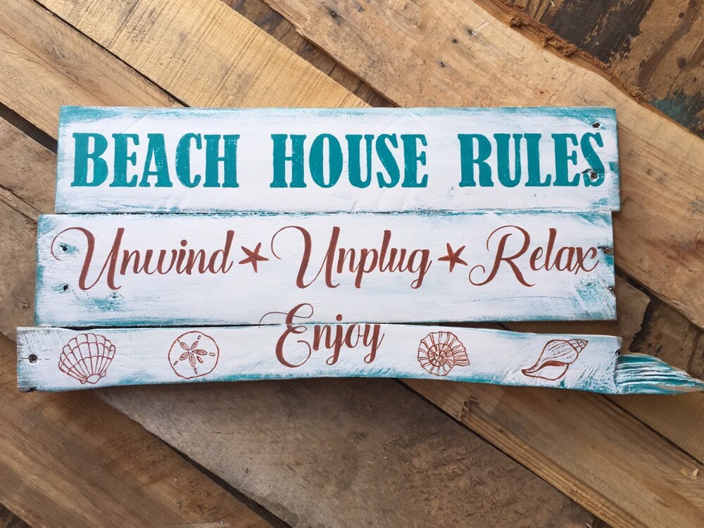 Beach Signs Beach Decor Beach House Decor Beach Rules Etsy