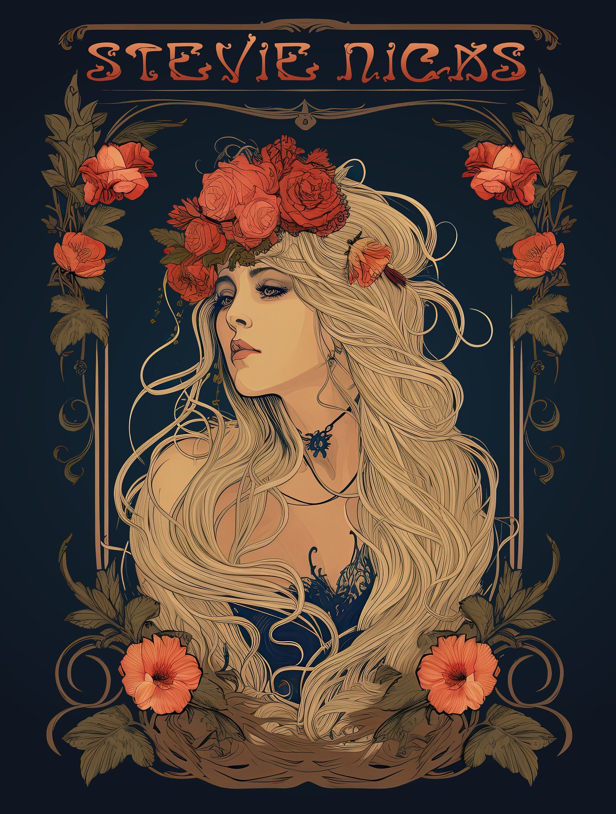 Original Art Nouveau Stevie Nicks Poster - Etsy UK