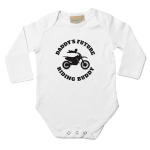 Daddy&#39;s Future Riding Buddy Baby Onesie - Adorable Motorcycle Design - Funny Gift for Boys