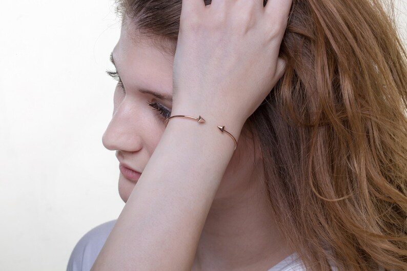 Open bracelet Pyramid cuff bracelet made in solid gold Rose pyramid bracelet Gold cuff bangle, Pyramid shaped Pyramid bangle bracelet