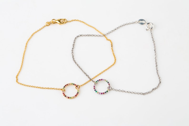Rainbow circle bracelet with sapphires Delicate bracelet Sapphire bracelet Rainbow sapphire bracelet Multi sapphire bracelet bracelet