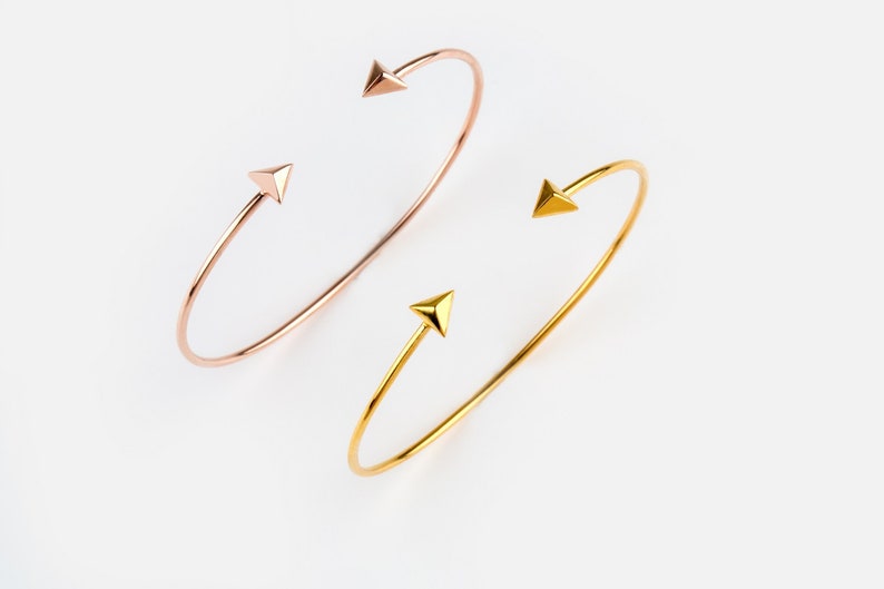 Open bracelet Pyramid cuff bracelet made in solid gold Rose pyramid bracelet Gold cuff bangle, Pyramid shaped Pyramid bangle bracelet