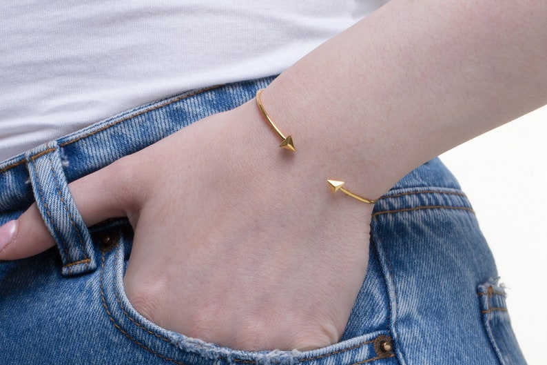 Open bracelet Pyramid cuff bracelet made in solid gold Rose pyramid bracelet Gold cuff bangle, Pyramid shaped Pyramid bangle bracelet