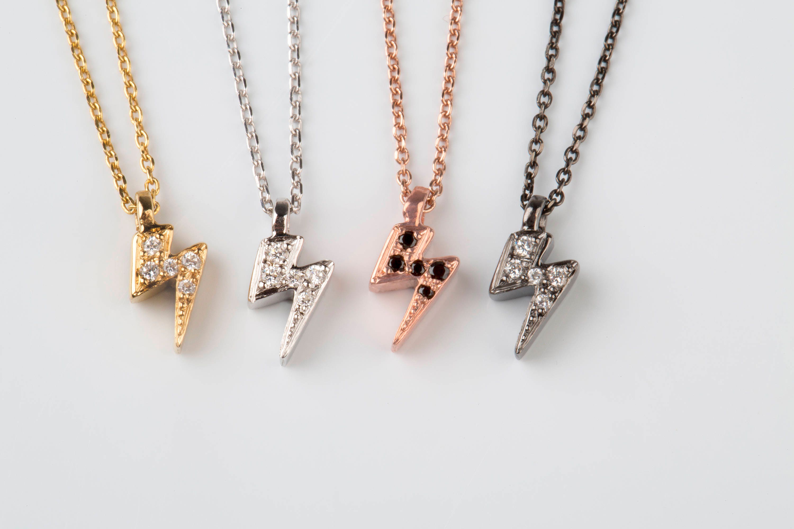 Diamond bolt Diamond lightning Tiny thunderbolt Solid gold Etsy