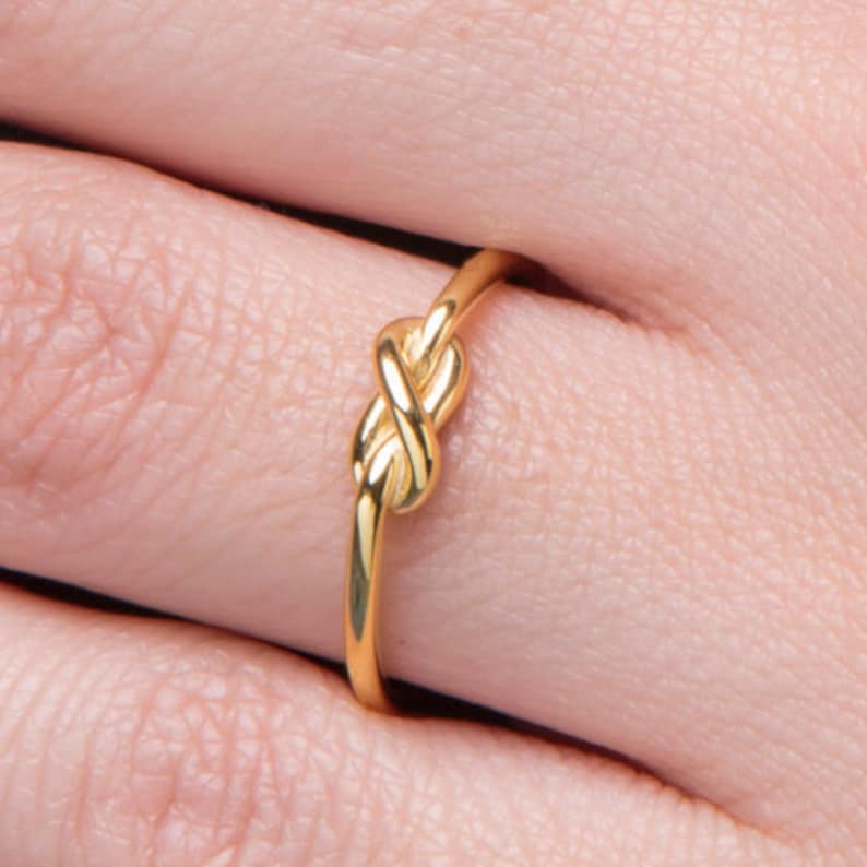 SOLID GOLD knot ring Gift Friendship ring Bridesmaid ring 14k GOLD ring Wedding jewelry Rose knot ring 1.3mm Knot ring