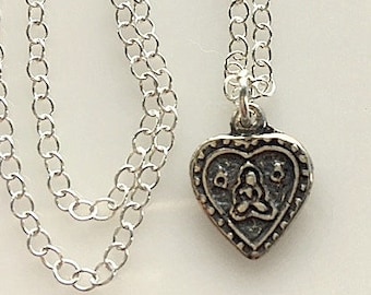 Buddha-hjärthalsband i sterlingsilver - Yogasmycken i hantverksstil