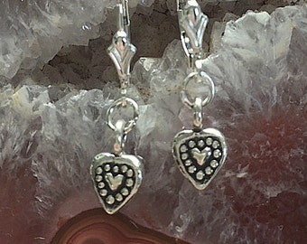 Heart Earrings - Handmade Artisan Fine Silver and Sterling Silver