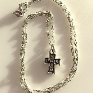Sterling Silver FAITH Cross Necklace
