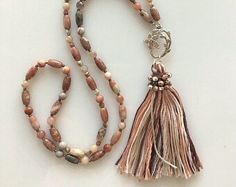 Collier bohème chic Crazy Lace à pampilles en agate et en argent sterling