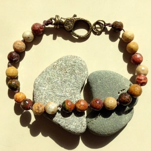 Mans Earth Tones Jasper Bracelet - Browns and Tans Handtied