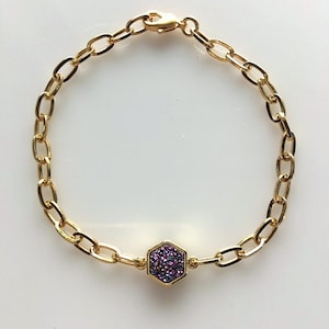 Multicolor Iridescent Druzy/Drusy Octagon Gold Bracelet