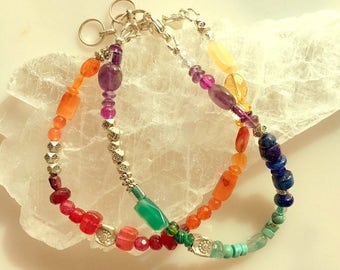 Colorful Gemstone Bracelets - Warm and Cool Colors - Bracelet Set - Chakra Bracelets