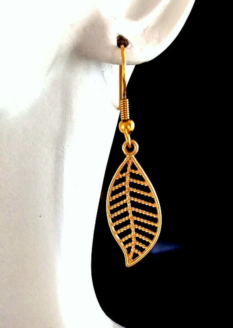 Gold Leaf Earrings Matte Gold Leaves Earrings Gold Plated Etsy
