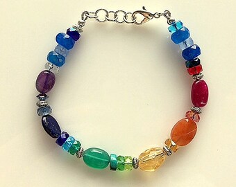 Gemstone Chakra Bracelet: Rainbow Crystal Yoga Jewelry