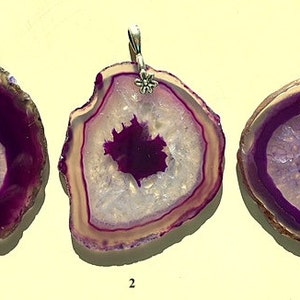 Crystal Druzy Agate Geode Slices Pendants/Necklace Purple/Lavender and Crystal White With Sterling Silver Chain image 1