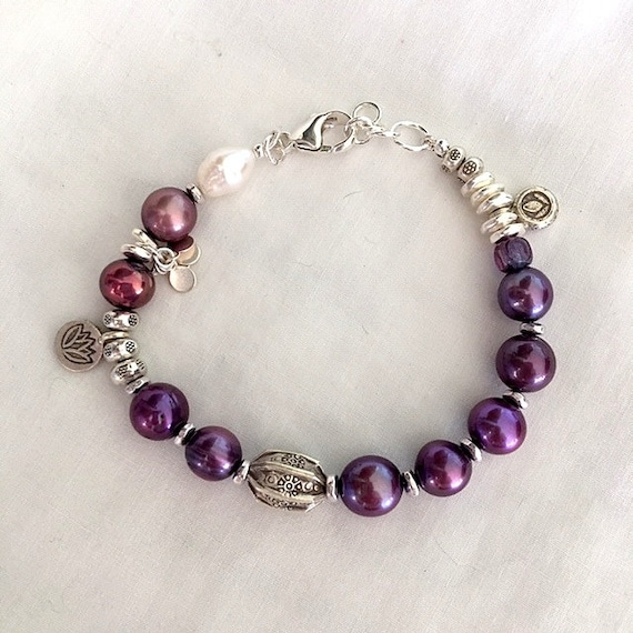 Purple Tahitian Pearl Bracelet: Karen Hill Tribe Silver 