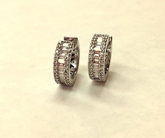 Vintage Diamond Hoop Huggie Style Earrings - State