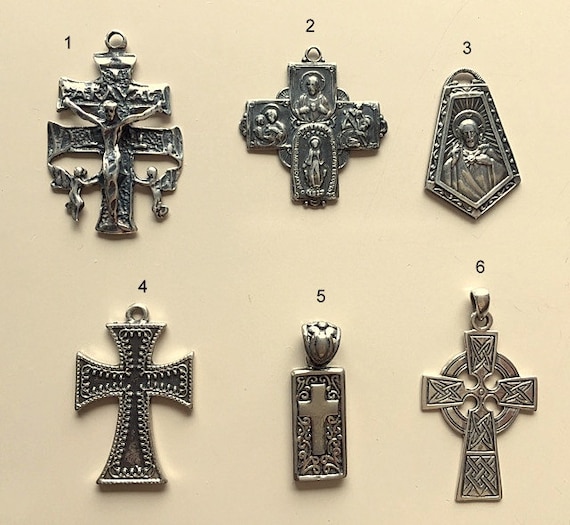 Vintage Sterling Silver Cross Pendants and Religious Medallions