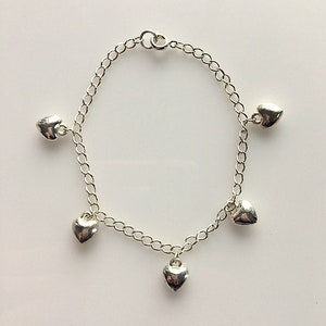 Silver Plated Heart Charm Bracelet Girls Heart Charm Bracelet image 5