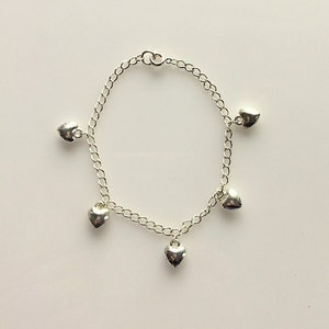 Silver Plated Heart Charm Bracelet Girls Heart Charm Bracelet image 2