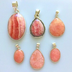 Rhodochrocite and Sterling Pendants or Necklace