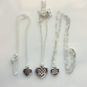 Celtic Heart Pendants With Sterling Silver Chains - Large and Small Heart Pendants - Choice of Sterling Chains