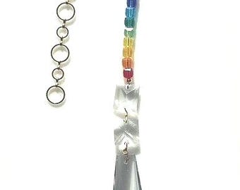 Crystal Rainbow Suncatcher: Geometric Spike Prism, Chakra Colors