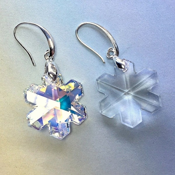 Small and Medium Swarovski Crystal Earrings Regular and AB Crystal on Sterling Silver Wires