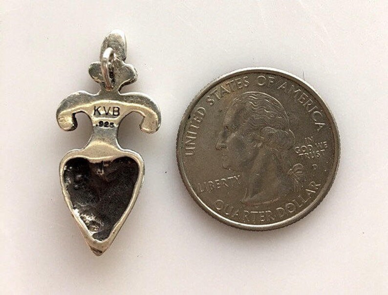 Unisex Sterling Pendant Signed Stylized and Oxidized Fleur De Lis Pendant Artisan Sterling Silver Fleur De Lis Pendant
