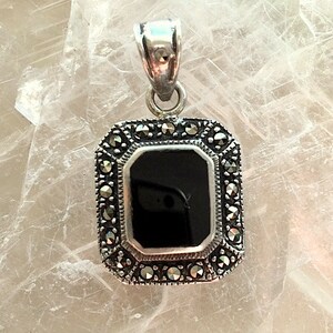 Vintage Marcasite and Black Onyx Pendant orNecklace
