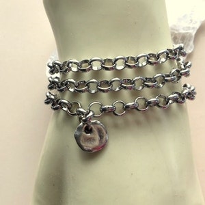 Stainless Steel Rolo Chain Convertible Wrap Bracelet or Necklace