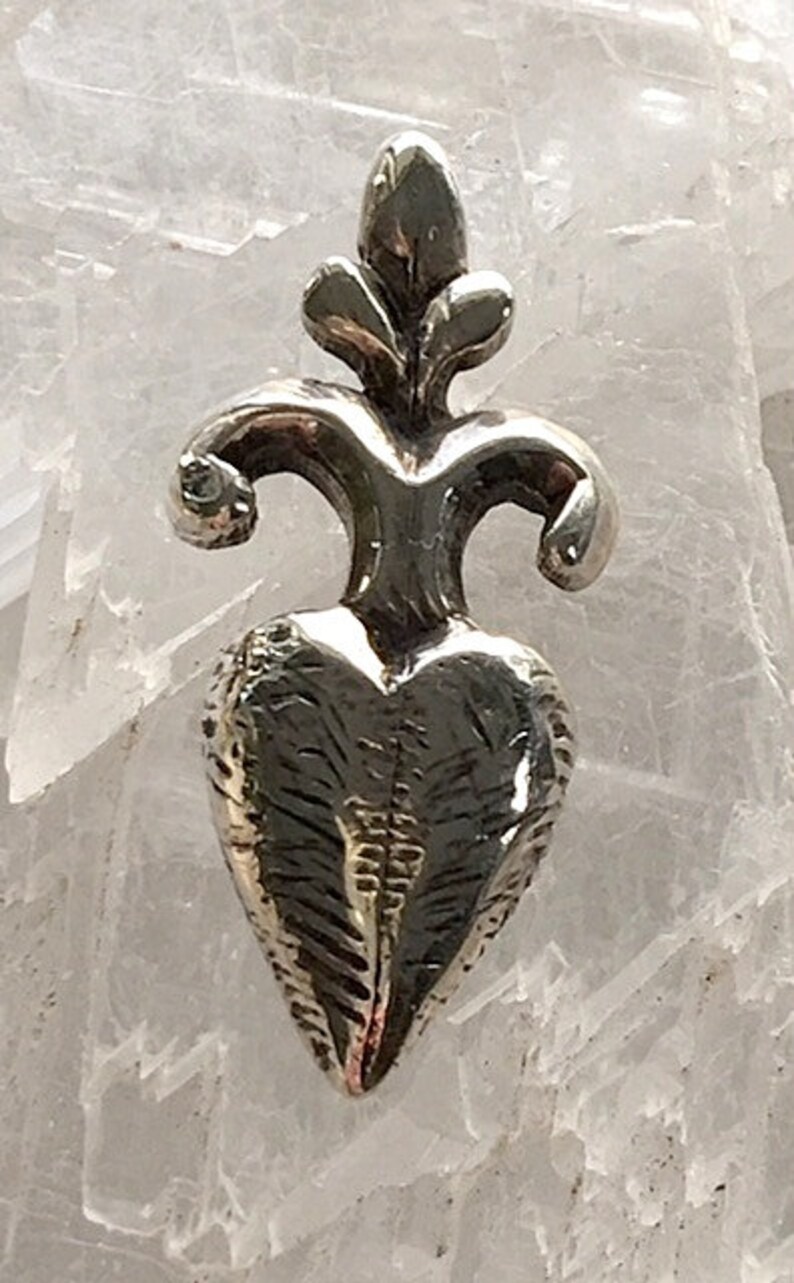 Unisex Sterling Pendant Signed Stylized and Oxidized Fleur De Lis Pendant Artisan Sterling Silver Fleur De Lis Pendant