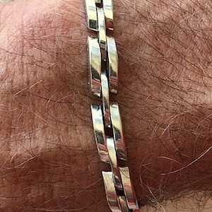 Oblong Links Bracelet - Vintage Sterling Silver  -  7 3/4 Inches  28.51 Grams