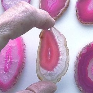 Pink Crystal Agate Slice Pendant: Geode Suncatcher with Bail