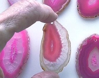 Pink Crystal Agate Slice Pendant: Geode Suncatcher with Bail