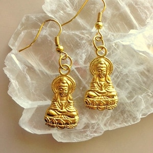 Buddha Charm Earrings 18k Gold Plated - Spiritual Jewelry
