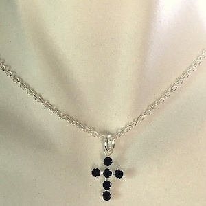 Swarovski Black Crystal Cross With Sterling Silver Chain