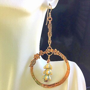 Large and Long Hoop Flower Earrings