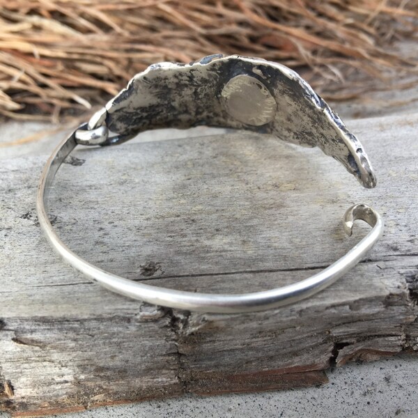 Silver Reticulated Bracelet with Turquoise Cabachon image 2